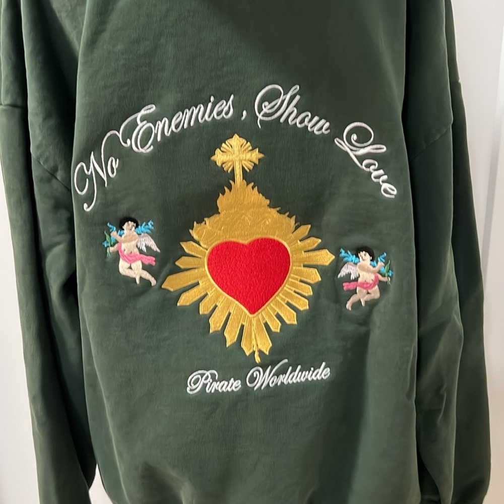 Men's Dark Green Pullover Hoodie with Subtle Chest Embroidery